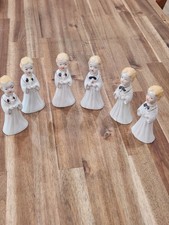 Vintage Set of 6 Porcelain Choir Girls  4 in. Made in Japan 1950s MCM picture