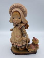 ANRI PLAYTIME 6.5 in Sarah Kay Wood Hand Carved Girl w/ Wagon & Doll 1441/4000 picture