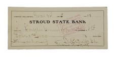 1905 Bank Check: Stroud State Bank, Stroud, OK - Lee Patrick picture