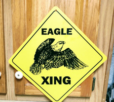 American Bald Eagle USA Crossing Sign Novelty Road Warning Diamond Vinyl picture