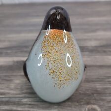 Penguin Unique Glass Paperweight Yellow & White Stomach Textured Back picture