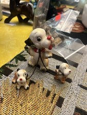 Vintage Kitschy Anthropomorphic Momma Dog with Puppies Ceramic 1950s Japan picture