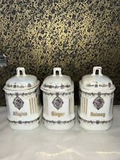 Antique JB &W NY Germany set of 3  lusterware spice jars with lids picture