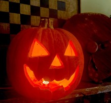 Vintage 90s Trendmaster Halloween Light Up Foam Blow Mold Jack-O-Lantern Pumpkin picture