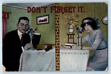 Abingdon Illinois IL Postcard Couple Telephone Don't Forget It 1914 Antique picture