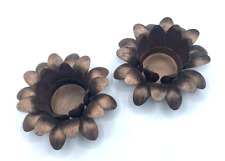 Bronze Tone Flower Metal Candle Holders set of 2 picture