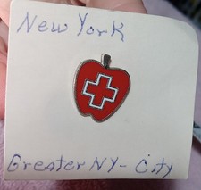 Vtg Original 1980's New York City Nurse Red Cross Shirt Hat Lapel Pin Estate B7 picture