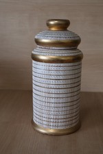 Vintage Italian Seta Lidded Jar Attributed to Aldo Londi Bitossi White Gold MCM picture