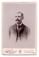 C. 1890s CABINET CARD SAIBER & HABERLE MAN IN SUIT WITH MUSTACHE PHILADEPLHIA PA picture