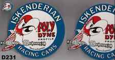 Iskenderian Poly Dyne Racing Cams Dry Mount Decals 4PC Vintage 60's picture