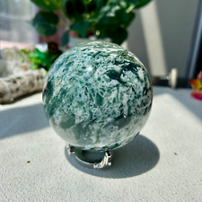 1210g Natural Moss Agate Quartz Sphere Crystal Energy Ball Healing 94mm 19th picture