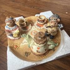 Vintage 1994 Popular Imports Polystone Resin Mini Tea Set Native American Themed picture