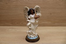 UTI United Treasures African American Angel Harp Figurine Wood Base picture
