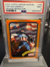 Captain America 2025 Topps Chrome Marvel Orange Refractor PSA 9 #'ed 16/25 picture
