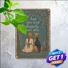 Airedale Dog Happily Ever After Sign Pet Decor Metal Wall Plaque picture