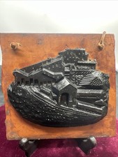 Vintage Anthracite Coal Breaker Carving Pennsylvania Coal Mining On Leather picture