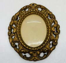 Vintage 1950s Carved Wooden Ornate Picture Frame Concave Glass 5.5” Decor X picture