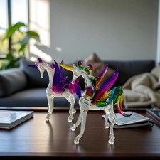 NEW Rainbow Unicorn Figurine Sculpture of Hand Blown Glass picture