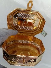 24 Karat Gold Plated Octagonal Locking Jewelry Box  picture