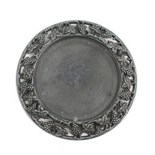 Vintage Pewter Grape Pattern Pillar Candle Base For Candle Up to 4.5