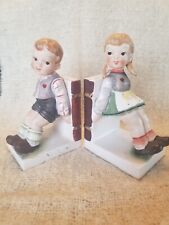Vintage Girl/Boy bookends Ceramic Mid Century Japan Nursery/Baby Gift/Cottage picture