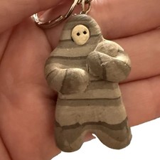 RARE Vintage Mother Baby Stone Carving Keychain Pendant Bag Charm Native Intuit picture