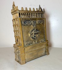 Rare antique J. & E. Stevens cast iron Jarmulowsky Banking House still coin bank picture