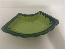Tomeoni Bros. Lazy Susan Replacement Dish Green Drip Glaze California Vintage picture