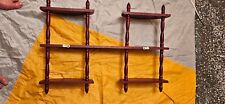 VTG Retro Wooden Hanging 4 Tier Wall Spindle Nick Knack Curio Collectors Shelves picture