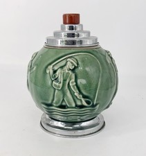 Antique vintage Rookwood pottery Sports pop up cigarette holder Fisherman golfer picture