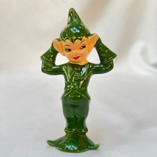 Vintage Green Gilner Pixie Elf Arms up touching ears- 4.5
