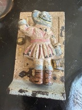 ANTIQUE HUBLEY TOY CO. RARE  GIRL CAST IRON DOOR KNOCKER GRACE DRAYTON picture