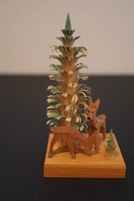 Vintage GDR East German Erzgebirge Wood Deer & Trees Forest Scene Folk Art picture