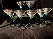 Vintage Libbey Domaine Juniper Green Martini Glasses Set 8 Petal Stem 7