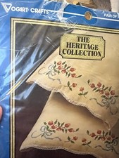 VTG NOS VOGART THE HERITAGE COLLECTION SET OF PILLOWCASES FOR EMBROIDERY. FLORAL picture