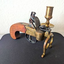 Vintage Made in Italy Flintlock Tinder Pistol Lighter Candle Holder picture