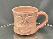 Black Oak Art Pottery Handmade Dusty Pink Heart Mug - Waco Texas picture