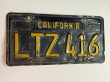 VINTAGE ORIGINAL 1963 CALIFORNIA LICENSE PLATE BLACK AND YELLOW LTZ 416 picture