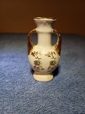 Vintage Porcelain Ceramic Vase Urn Gold Floral 3 Inches. 1960's picture