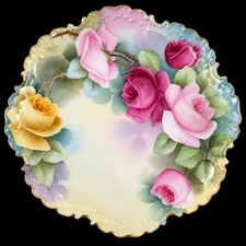 VINTAGE Royal Copenhagen CABINET-WALL PLAQUE 8” PLATE, BEAUTIFUL ROSES Gilt CN picture