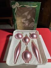 Bradford Pink Velvet Glass Christmas Ornaments & Box Hand Crafted Gorgeous picture