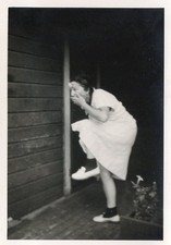 Woman's Ugly Princess Halloween Costume 1940's Photo Snapshot Vtg Poor House picture