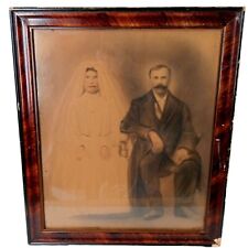 Antique Wedding Photo Framed Photograph Wall Art Decor Red Tinted Lips Vintage picture