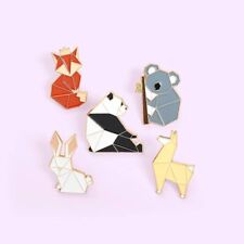 Geometric Animal Pin Badge - Llama - Koala - Panda - Fox - Rabbit Brooch  picture