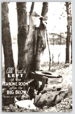 RPPC 1939 Crivitz Wisconsin Joe Jordan's Gateway Inn Outhouse Big Blow Postcard picture