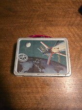 1958 Satellite Metal Lunchbox Rockets Spacemen Science Fiction American Thermos picture