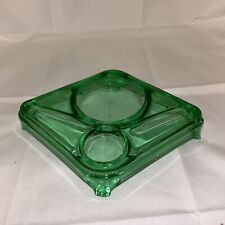 Green Footed Pressed Glass 2 Place Inkwell Desk Stand picture