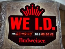 BUDWEISER BEER WE ID COUNTDOWN CLOCK LIGHT UP LED SIGN GAME ROOM MAN CAVE NEW picture