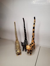 Folk Art Long-tailed Cats set of 3 Vintage made in Indonesia picture
