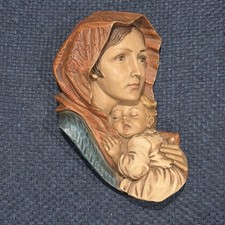 Vintage Virgin Mary Madonna & Baby Jesus Resin Wall Art 7 1/2” Roman Italy picture